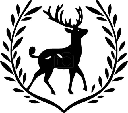 Illustration for Reindeer - black and white isolated icon - vector illustration - Royalty Free Image