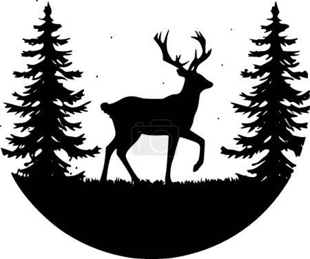 Illustration for Reindeer - black and white vector illustration - Royalty Free Image