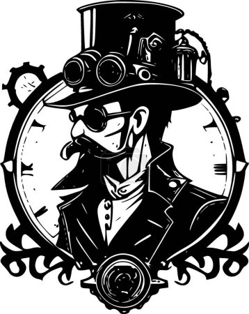 Illustration for Steampunk - black and white vector illustration - Royalty Free Image