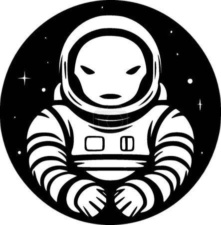 Illustration for Astronaut - black and white isolated icon - vector illustration - Royalty Free Image