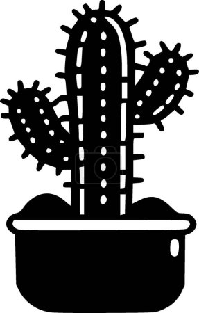 Illustration for Cactus - black and white vector illustration - Royalty Free Image