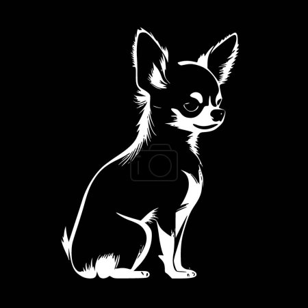 Téléchargez les illustrations : Chihuahua - illustration vectorielle en noir et blanc - en licence libre de droit
