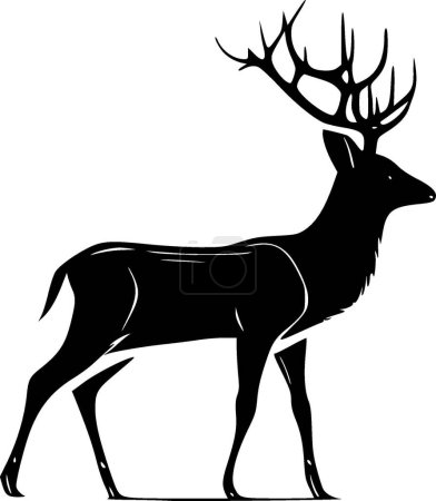 Illustration for Deer - black and white isolated icon - vector illustration - Royalty Free Image