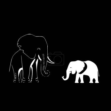 Téléchargez les illustrations : Éléphants - logo minimaliste et plat - illustration vectorielle - en licence libre de droit