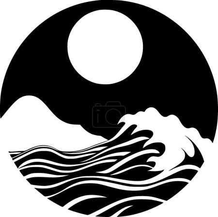 Illustration for Ocean - minimalist and simple silhouette - vector illustration - Royalty Free Image