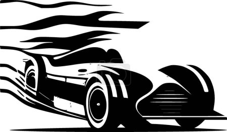 Illustration for Racing - black and white isolated icon - vector illustration - Royalty Free Image