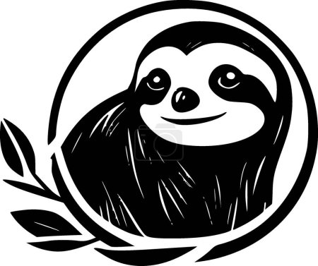 Téléchargez les illustrations : Sloth - illustration vectorielle en noir et blanc - en licence libre de droit