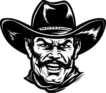 Illustration for Cowboy - black and white vector illustration - Royalty Free Image