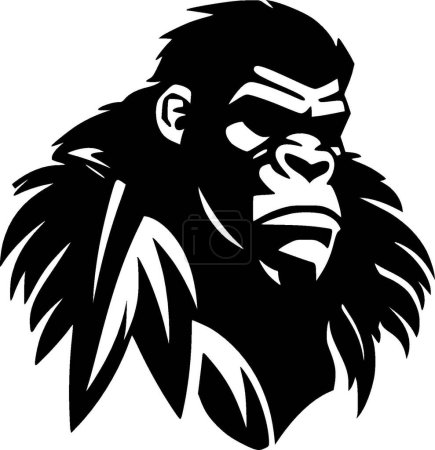 Illustration for Gorilla - black and white isolated icon - vector illustration - Royalty Free Image