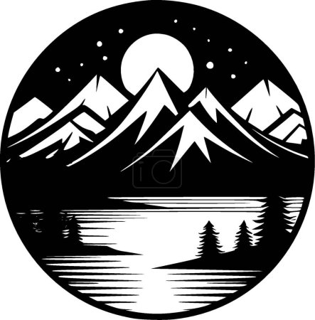 Ilustración de Lago - icono aislado en blanco y negro - ilustración vectorial - Imagen libre de derechos