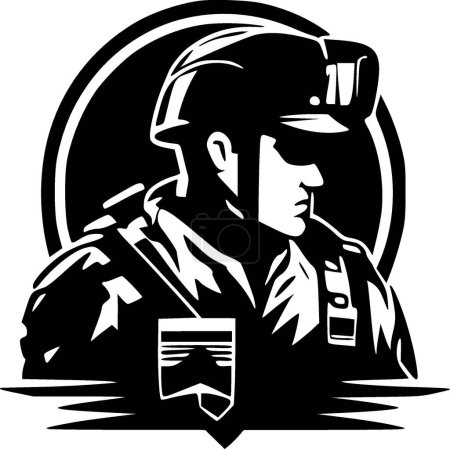 Téléchargez les illustrations : Militaire - logo minimaliste et plat - illustration vectorielle - en licence libre de droit