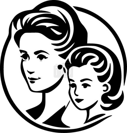 Illustration for Mother - black and white vector illustration - Royalty Free Image
