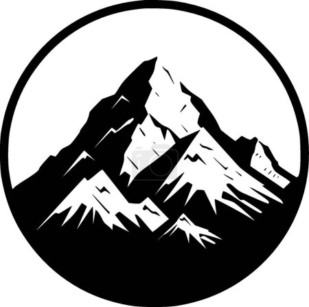 Illustration for Mountain range - black and white isolated icon - vector illustration - Royalty Free Image