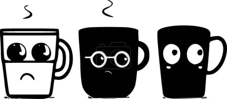 Illustration for Mugs - black and white isolated icon - vector illustration - Royalty Free Image