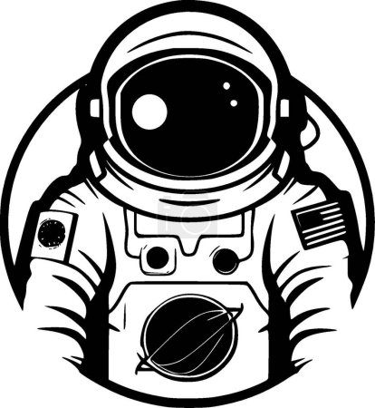 Téléchargez les illustrations : Astronaute - illustration vectorielle en noir et blanc - en licence libre de droit