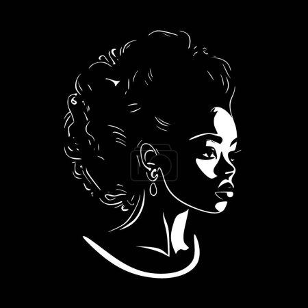 Illustration for Black woman - black and white vector illustration - Royalty Free Image
