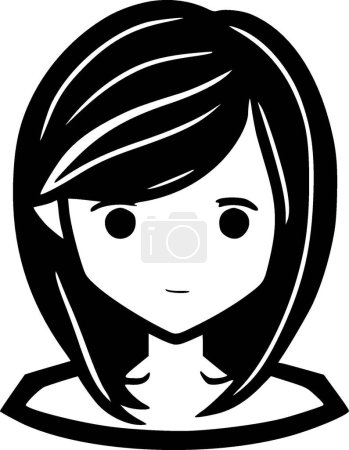 Illustration for Girl - black and white vector illustration - Royalty Free Image