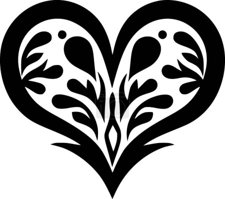 Ilustración de Corazón - icono aislado en blanco y negro - ilustración vectorial - Imagen libre de derechos