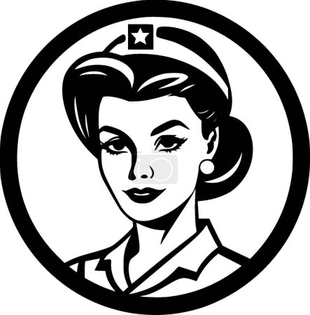 Téléchargez les illustrations : Infirmière - logo minimaliste et plat - illustration vectorielle - en licence libre de droit