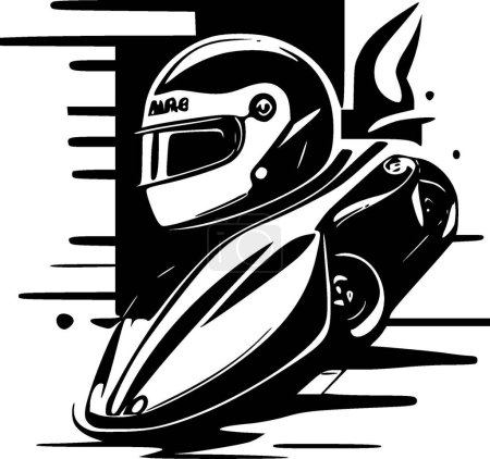 Illustration for Racing - black and white vector illustration - Royalty Free Image