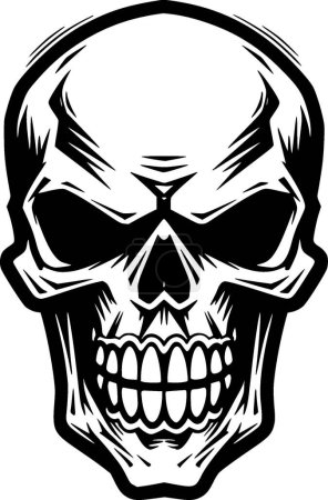 Téléchargez les illustrations : Crâne - icône isolée en noir et blanc - illustration vectorielle - en licence libre de droit