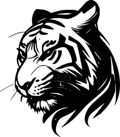 Téléchargez les illustrations : Tigers - icône isolée en noir et blanc - illustration vectorielle - en licence libre de droit