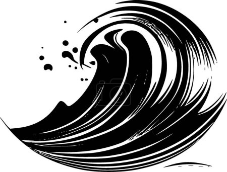 Ilustración de Ondas - icono aislado en blanco y negro - ilustración vectorial - Imagen libre de derechos