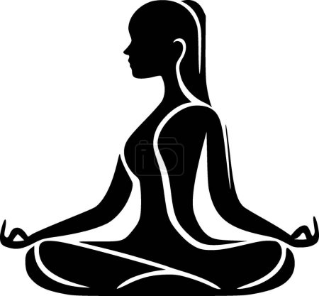Ilustración de Yoga - icono aislado en blanco y negro - ilustración vectorial - Imagen libre de derechos