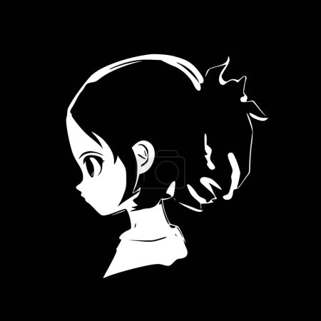 Anime - icono aislado en blanco y negro - ilustración vectorial