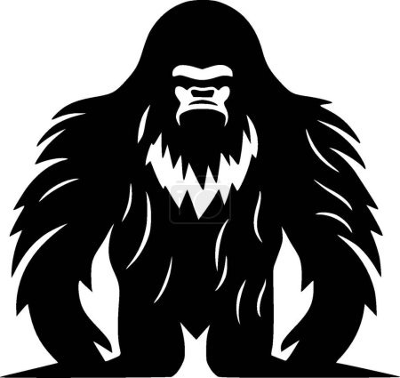 Téléchargez les illustrations : Bigfoot - icône isolée en noir et blanc - illustration vectorielle - en licence libre de droit