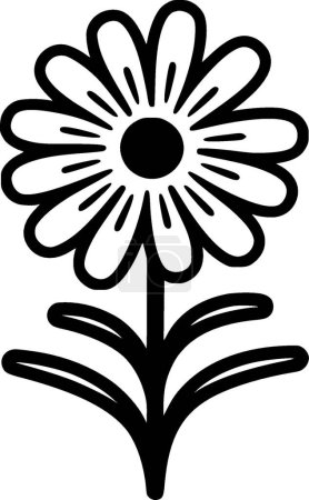 Illustration for Daisy - black and white isolated icon - vector illustration - Royalty Free Image