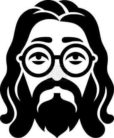 Ilustración de Hippy - icono aislado en blanco y negro - ilustración vectorial - Imagen libre de derechos