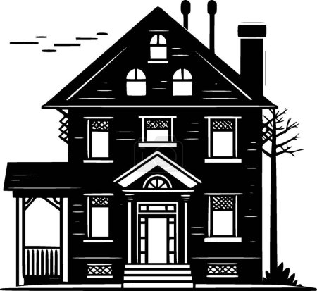 Téléchargez les illustrations : Maison - icône isolée en noir et blanc - illustration vectorielle - en licence libre de droit