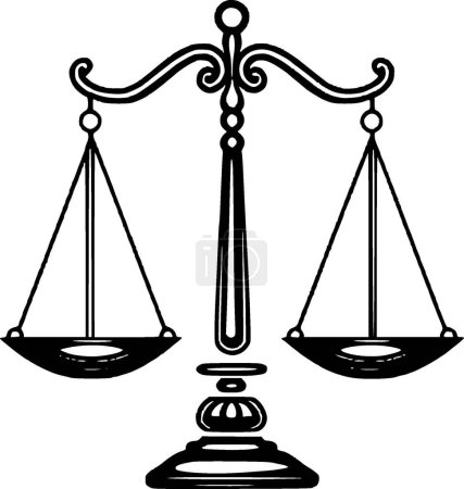 Téléchargez les illustrations : Justice - icône isolée en noir et blanc - illustration vectorielle - en licence libre de droit