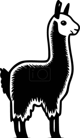 Téléchargez les illustrations : Lama - illustration vectorielle en noir et blanc - en licence libre de droit