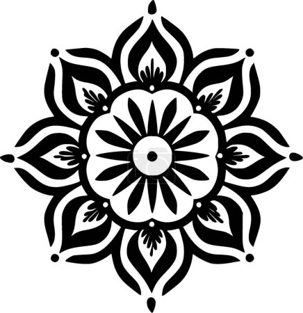Illustration for Mandala - black and white vector illustration - Royalty Free Image