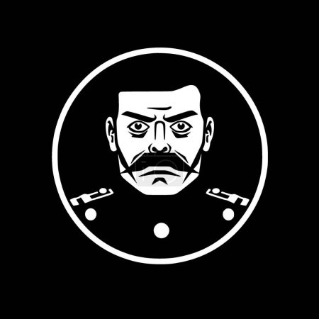 Ilustración de Militar - icono aislado en blanco y negro - ilustración vectorial - Imagen libre de derechos