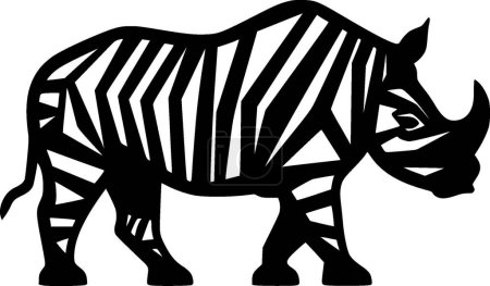 Rhinocéros - icône isolée en noir et blanc - illustration vectorielle