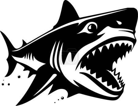 Illustration for Shark - black and white isolated icon - vector illustration - Royalty Free Image