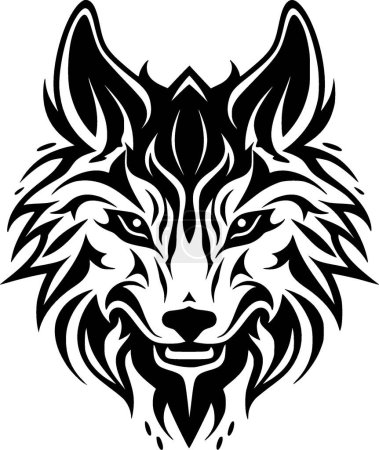 Téléchargez les illustrations : Wolf - logo plat et minimaliste - illustration vectorielle - en licence libre de droit