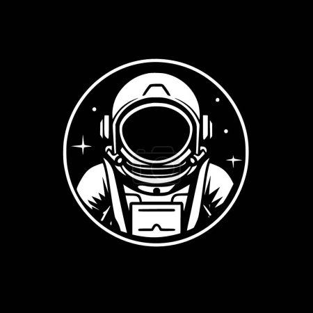 Téléchargez les illustrations : Astronaute - icône isolée en noir et blanc - illustration vectorielle - en licence libre de droit