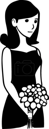 Ilustración de Dama de honor - icono aislado en blanco y negro - ilustración vectorial - Imagen libre de derechos