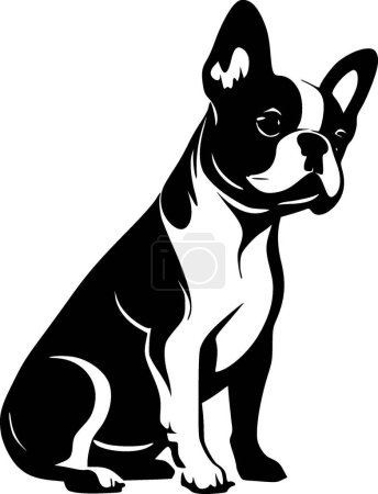 Ilustración de Bulldog francés - icono aislado en blanco y negro - ilustración vectorial - Imagen libre de derechos