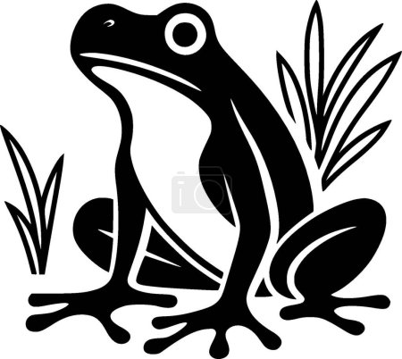 Téléchargez les illustrations : Grenouille - icône isolée en noir et blanc - illustration vectorielle - en licence libre de droit