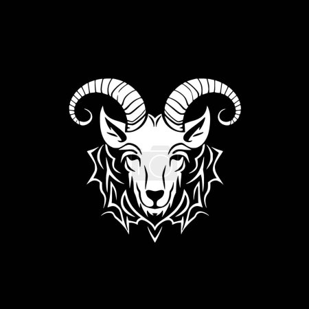 Illustration for Goat - black and white isolated icon - vector illustration - Royalty Free Image