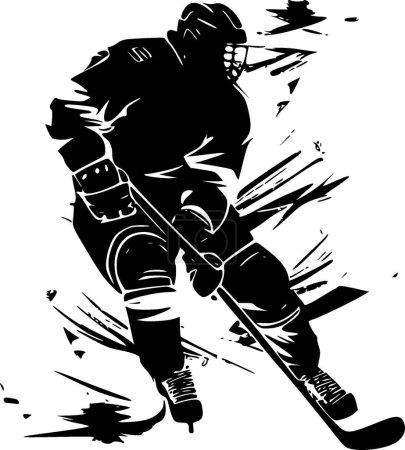 Illustration for Hockey - black and white vector illustration - Royalty Free Image
