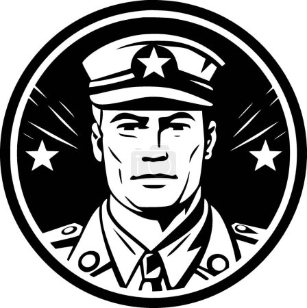 Téléchargez les illustrations : Militaire - illustration vectorielle en noir et blanc - en licence libre de droit
