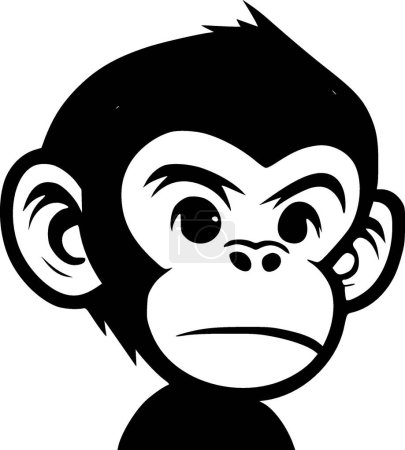 Illustration for Monkey - black and white vector illustration - Royalty Free Image