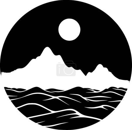 Océano - ilustración vectorial en blanco y negro