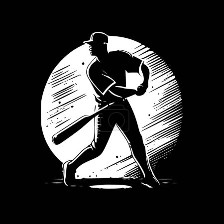 Illustration for Retro baseball - black and white vector illustration - Royalty Free Image